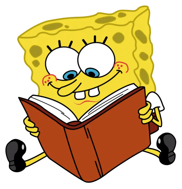 SpongeBob reading book photo for wall clock printing in png format 