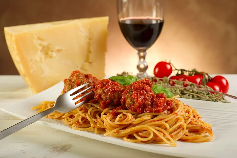 The most pleasant photo of delicious pasta or spaghetti in a famous restaurant