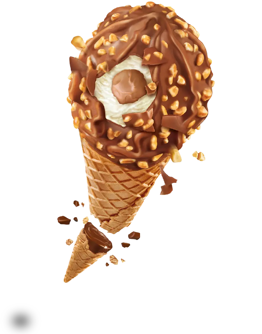 PNG image of chocolate cone ice cream with peanut butter 