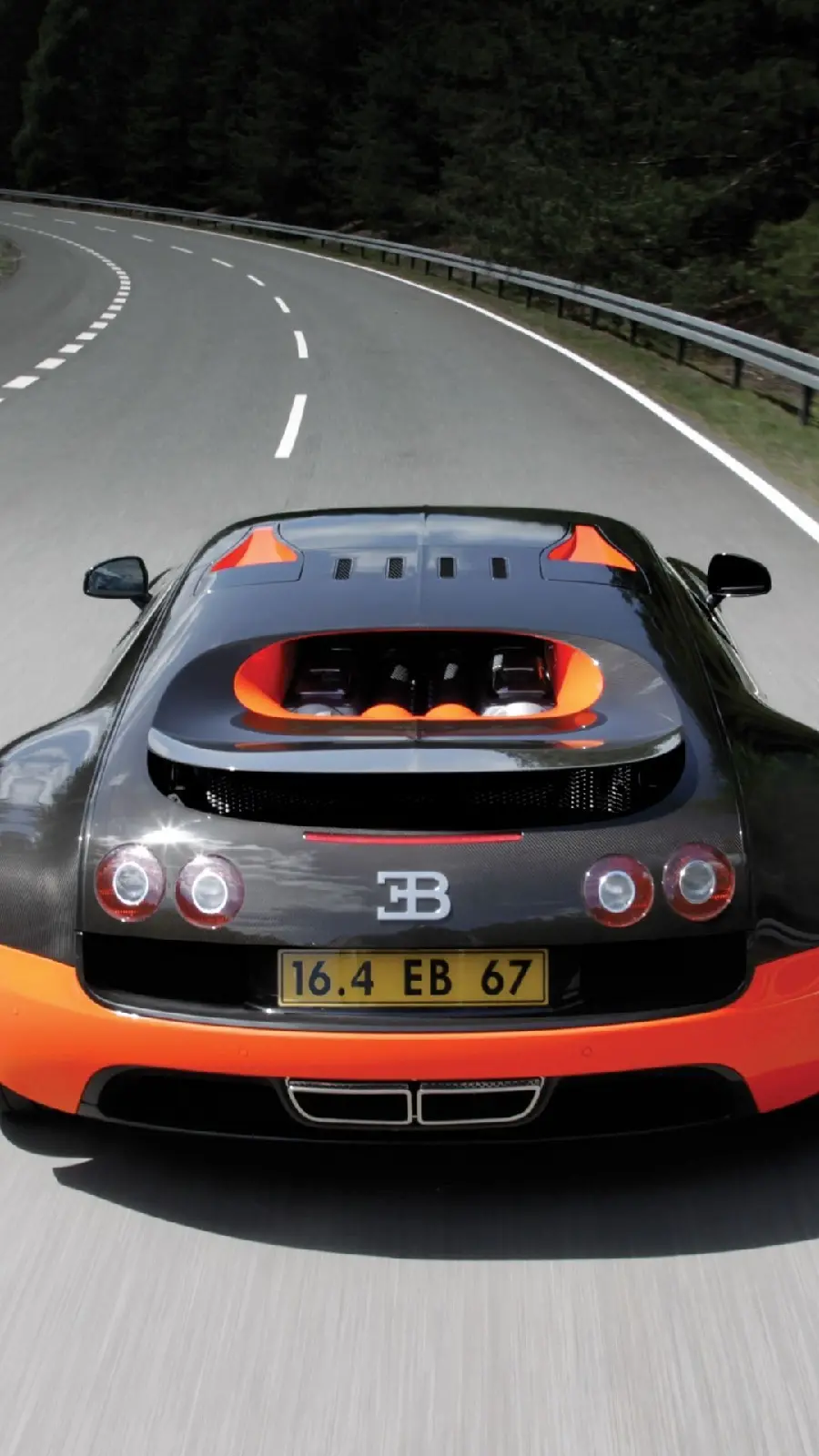Black and orange Bugatti car background in motion for the phone
