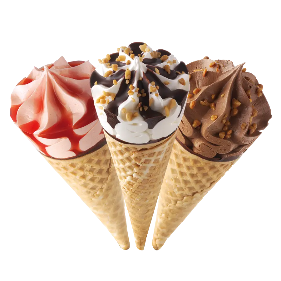 Real Chocolate Vanilla Strawberry Ice Cream Cone PNG Photo