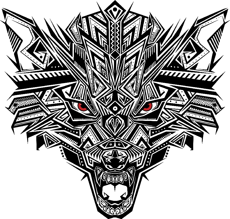 Very beautiful wallpaper of a minimalist wolf with red eyes