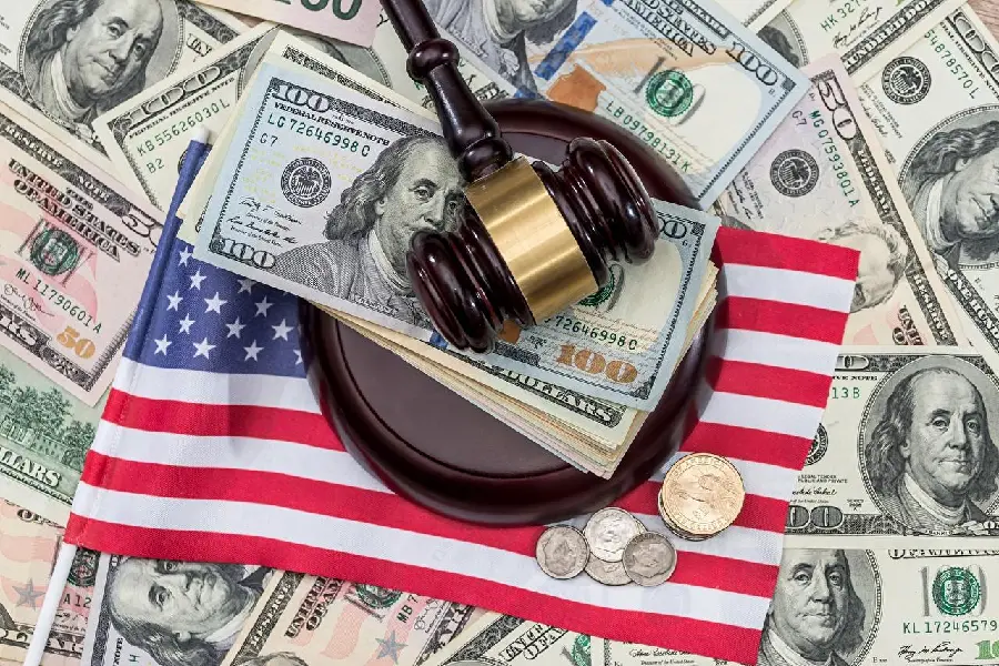 Image of bills Dollar and American flag in full HD quality 