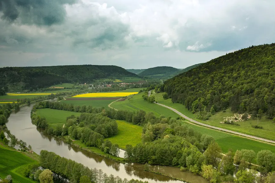 Download computer background of a green and clean village
