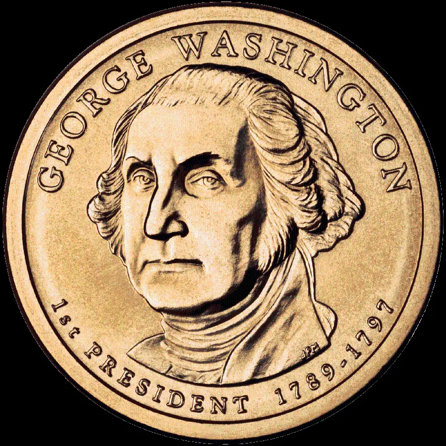 US dollar gold coin with George Washington photo in full HD quality 