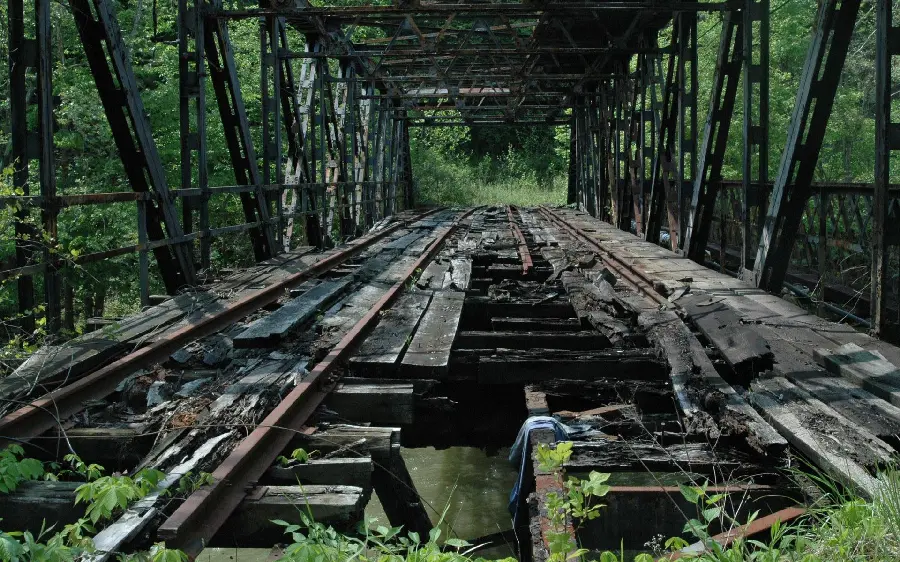 Interesting and amazing background of an abandoned and ruined railway
