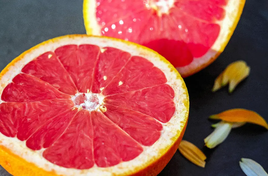 A spectacular and attractive background image of delicious red grapefruit