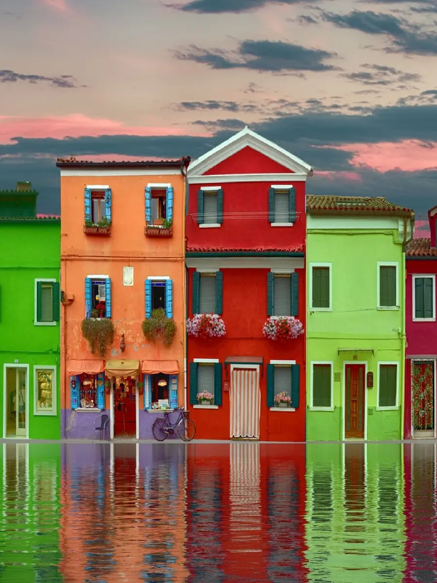The latest image of the city of Venice, Italy with colorful buildings 