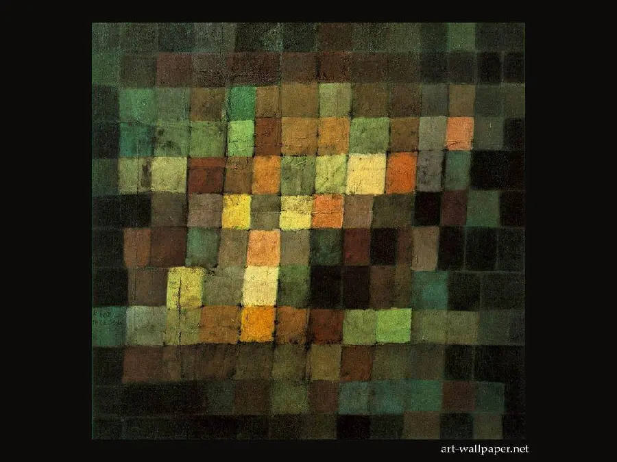 Ancient Sound Abstract on Black Background by Paul Klee