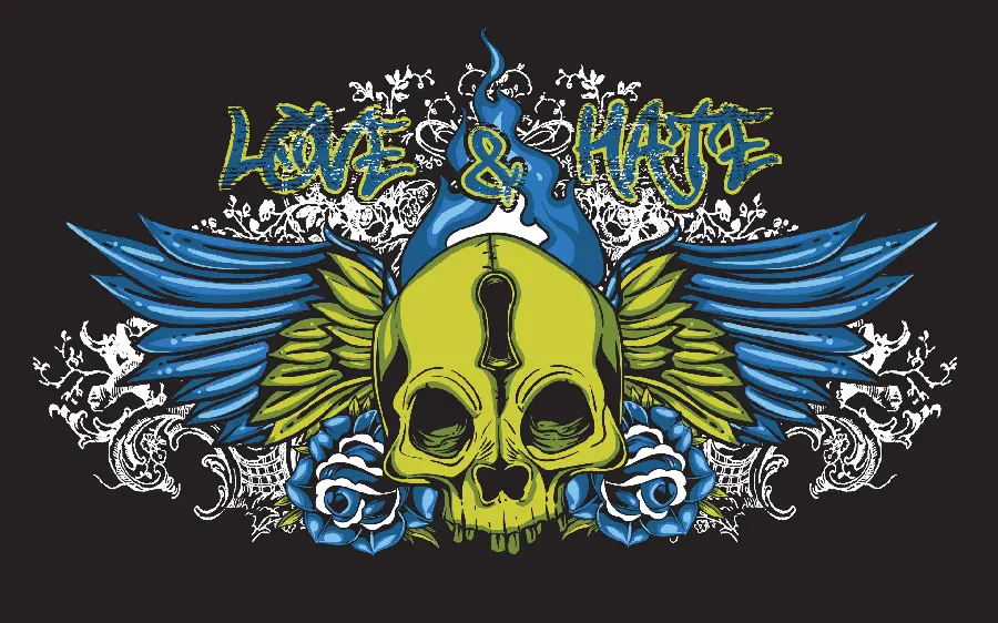 Skeleton design for tattoo transfer paper, tattoo color mixer, thermal printer, tattoo stencil paper