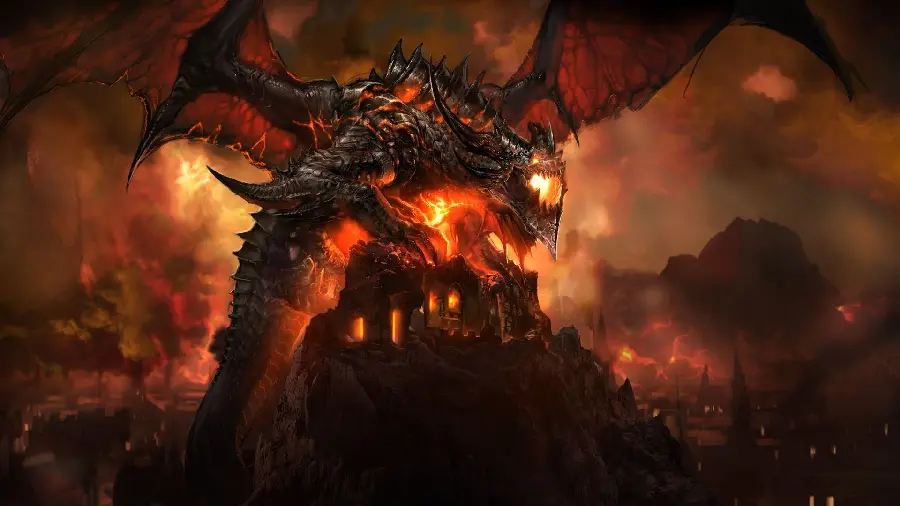 High quality fire wallpaper of a dragon for computer background 