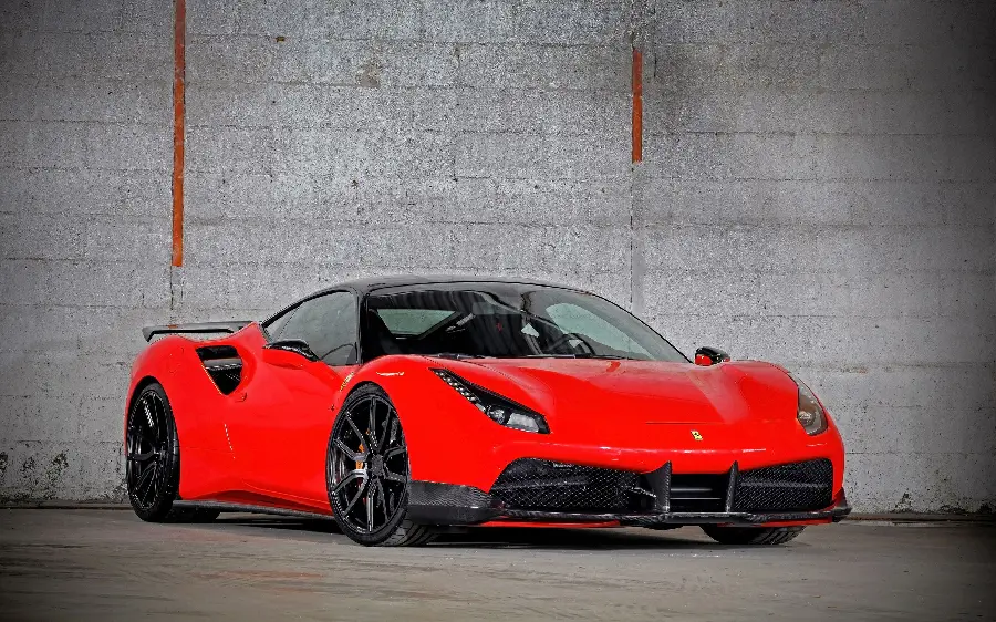 Photo of a Ferrari 488 Spider with a shiny red body and smoked glass