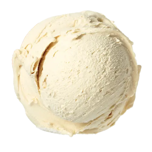 Simple and realistic image of a scoop of vanilla ice cream cut away 