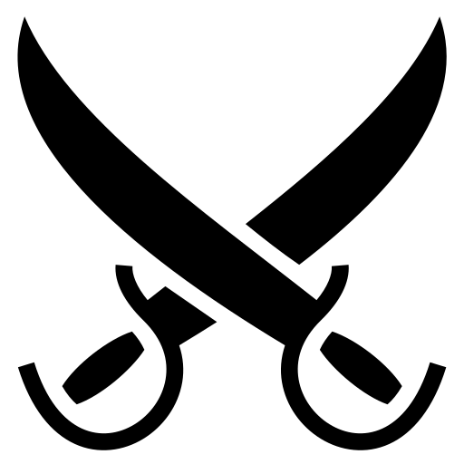 A practical image of two crossed black swords teleported