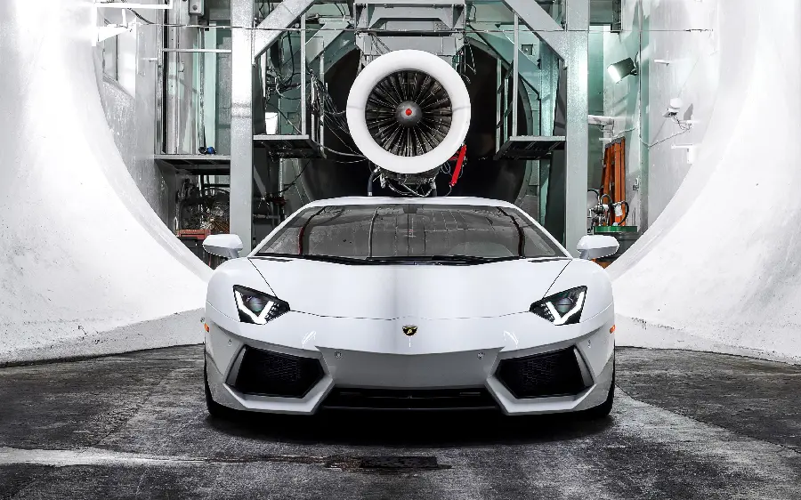 White Lamborghini background in an interesting and spectacular space for background 