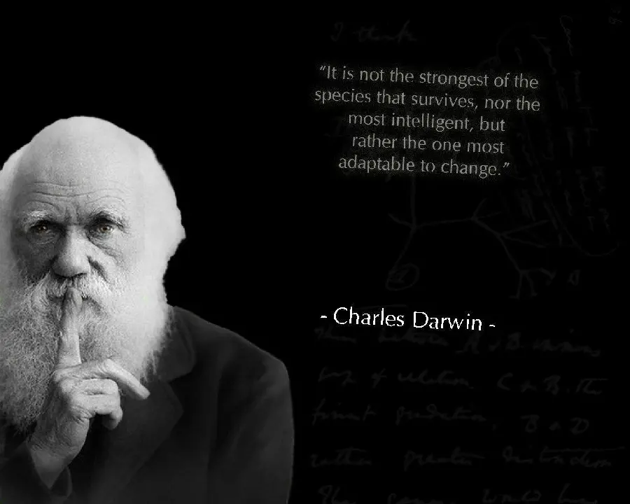Photo with original language text with Charles Darwin image 