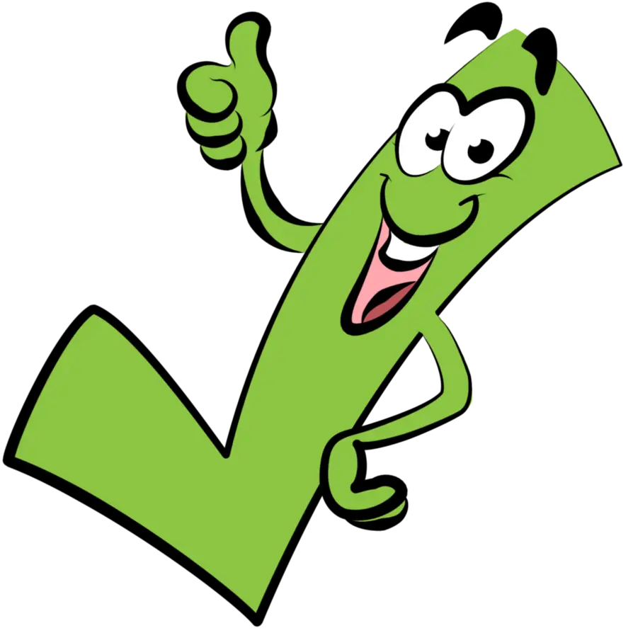 4k cartoon photo of happy green check mark for children's education