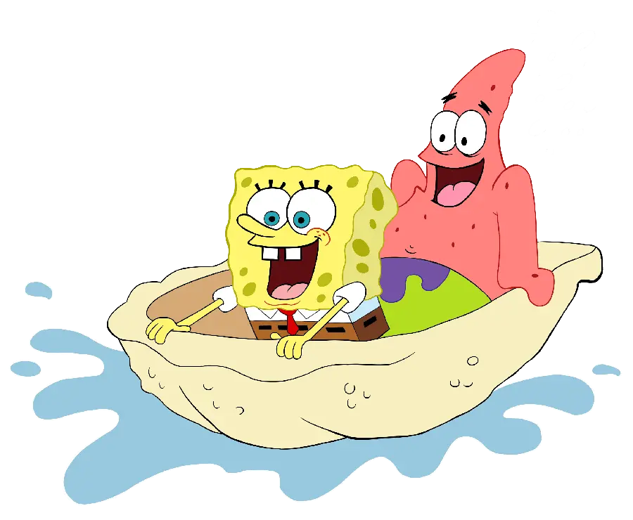 Vector full hd boat ride Patrick and SpongeBob two famous characters
