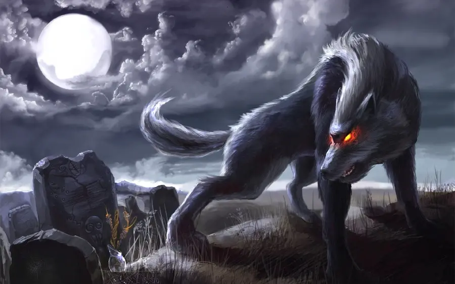 Fantasy and artistic background design Fantasy anime Werewolf for phone and computer and desktop