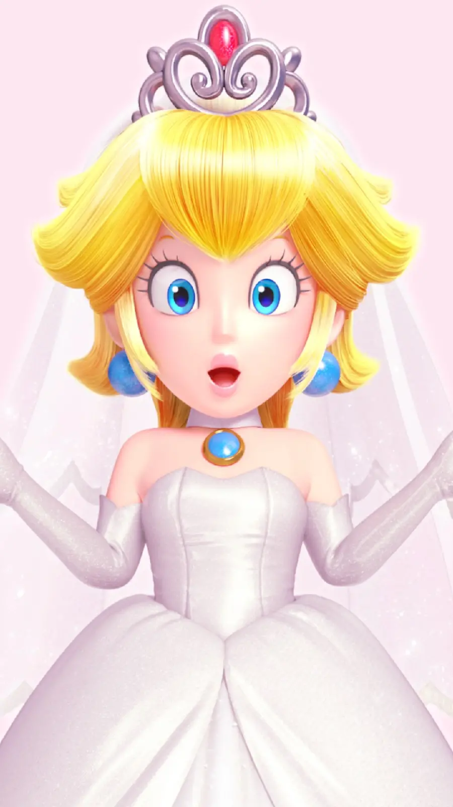 The best background photo of Princess Peach with a wedding dress in high quality 