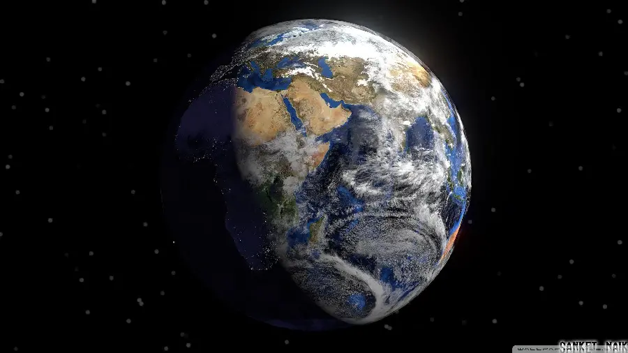 A graphic painting of the globe in the style of realism with a black background