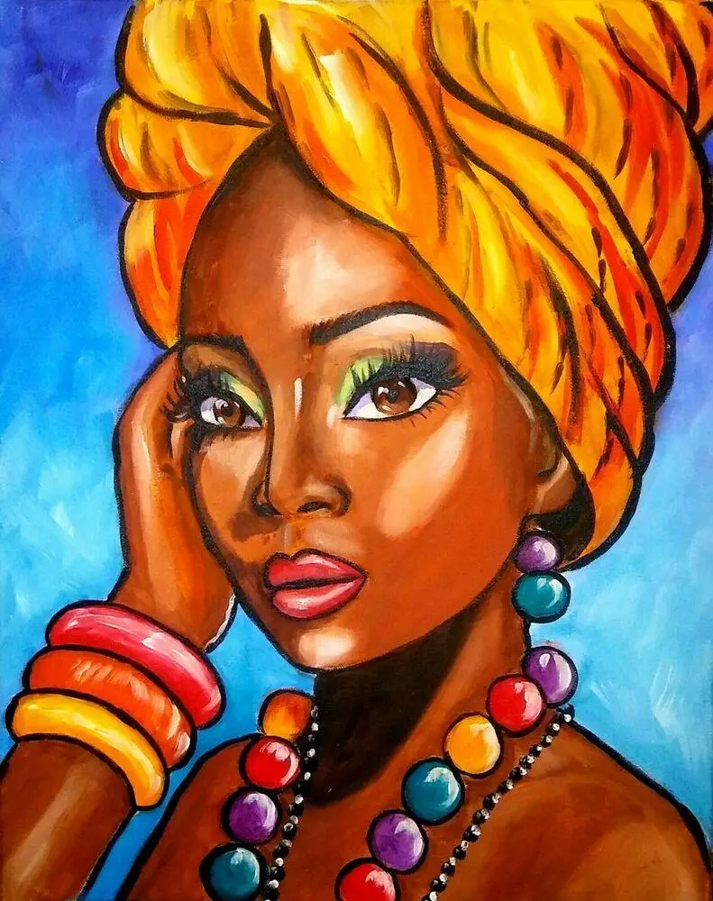 Black Woman Abstract Painting Picture Wall Art Abstract Woman Pop Art Africa