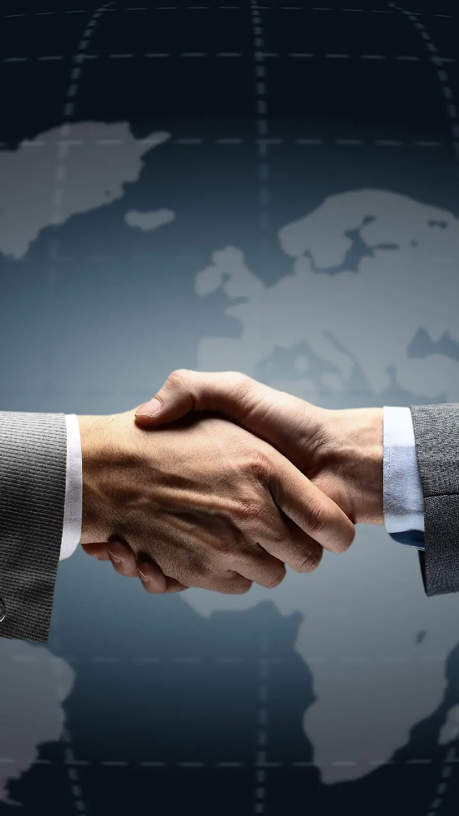 Download simple handshake photo with large globe background 