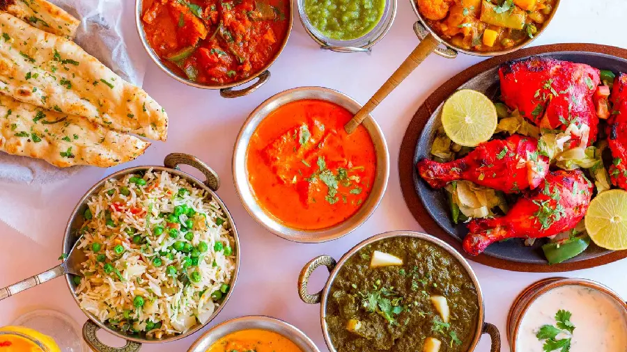 Image of various tempting traditional foods suitable Restaurant Banner Printing