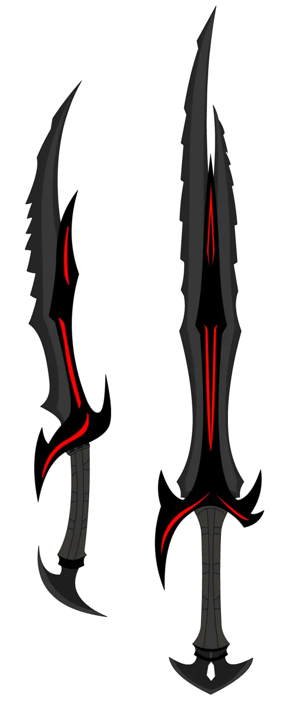 Full HD cropped image of two scary red and black swords