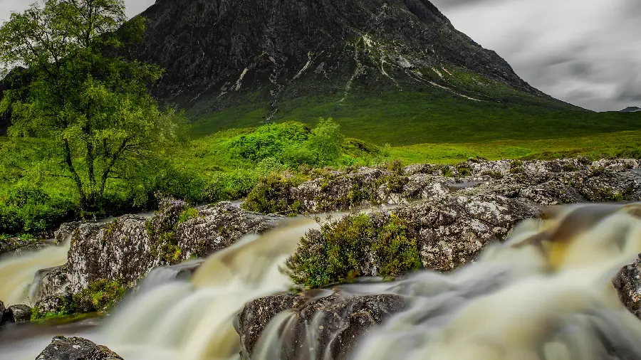A pleasant background photo of living nature and a spectacular waterfall