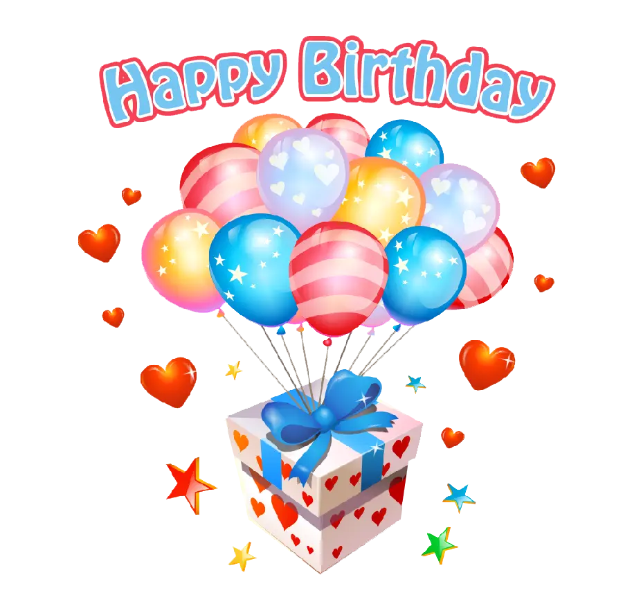 Download free and high-quality foreign PNG image of balloons and happy birthday text