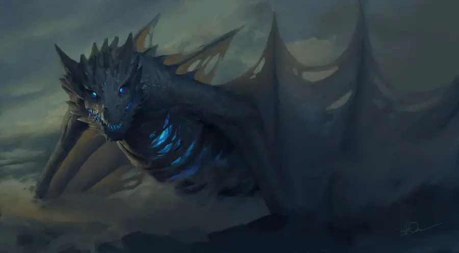 The most spectacular photo of an ice dragon with a dark background 