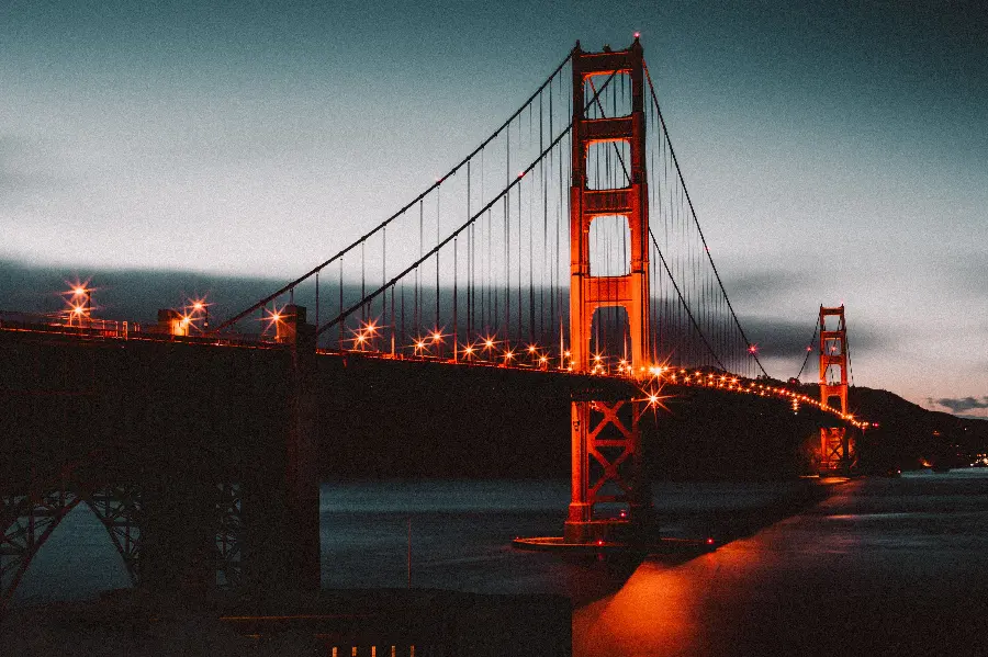Edited photo of the Golden Gate Bridge in California, a symbol of America 
