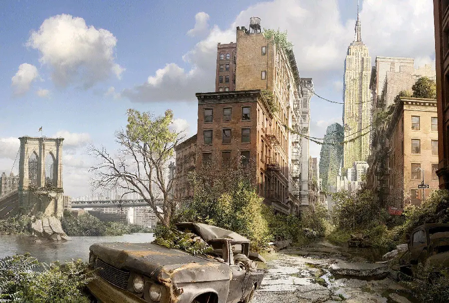 The latest photo of a real contemporary abandoned and ruined city 