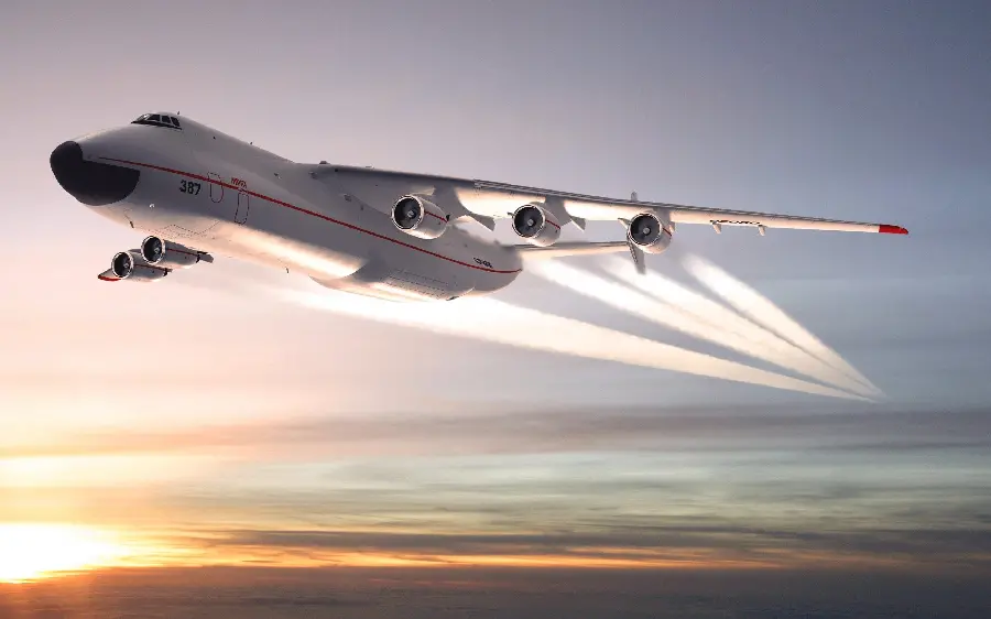 Image of a giant cargo plane flying in the dream sky 