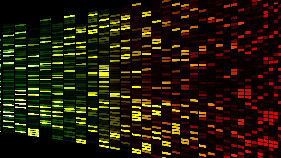 A computer desktop wallpaper with colored squares