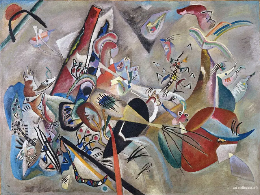 Real and original photo of the famous and famous abstract painting by Kandinsky
