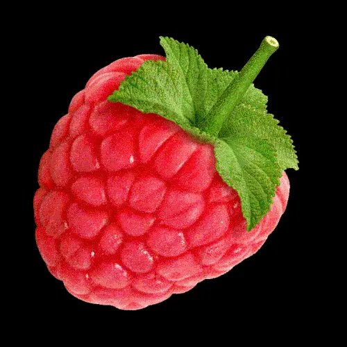 Download PNG image of red raspberry with black background