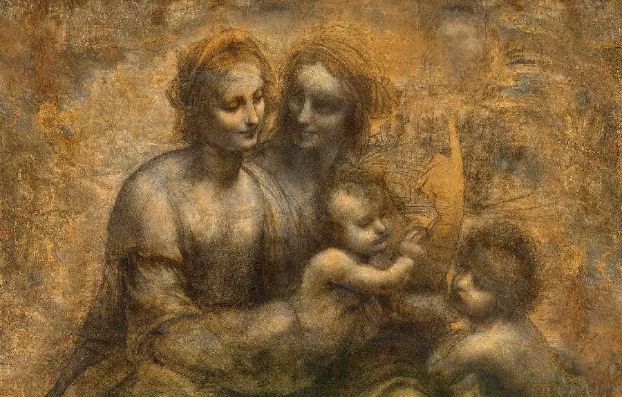 Full HD stock photo of a painting of the Virgin and Child with the consecration henna by Leonardo da Vinci