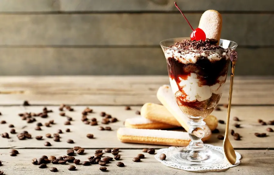 Interesting photo of chocolate and cherry ice cream with high quality 