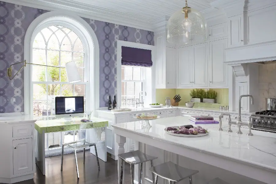  Stylish photo of a modern and beautiful kitchen with a beautiful window 