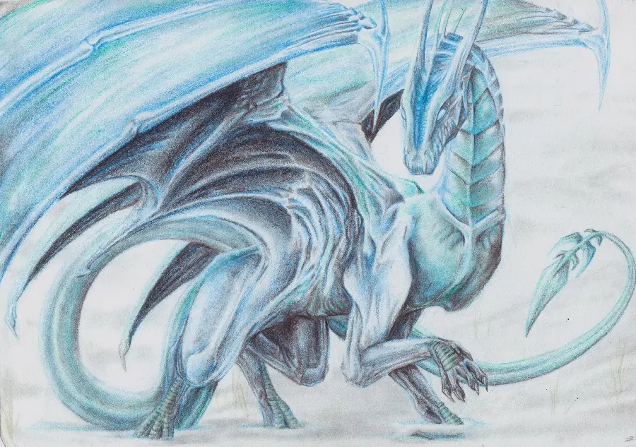Spectacular fantasy and cartoon ice dragon photo in full HD quality 
