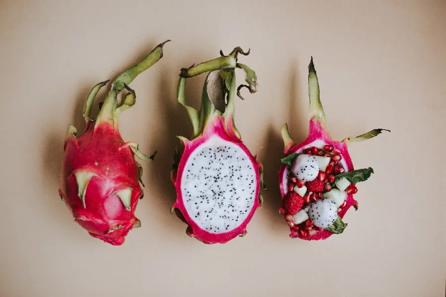 The Most Delightful Photo of Pitaya Fruit with Pomegranate and Summer Berries