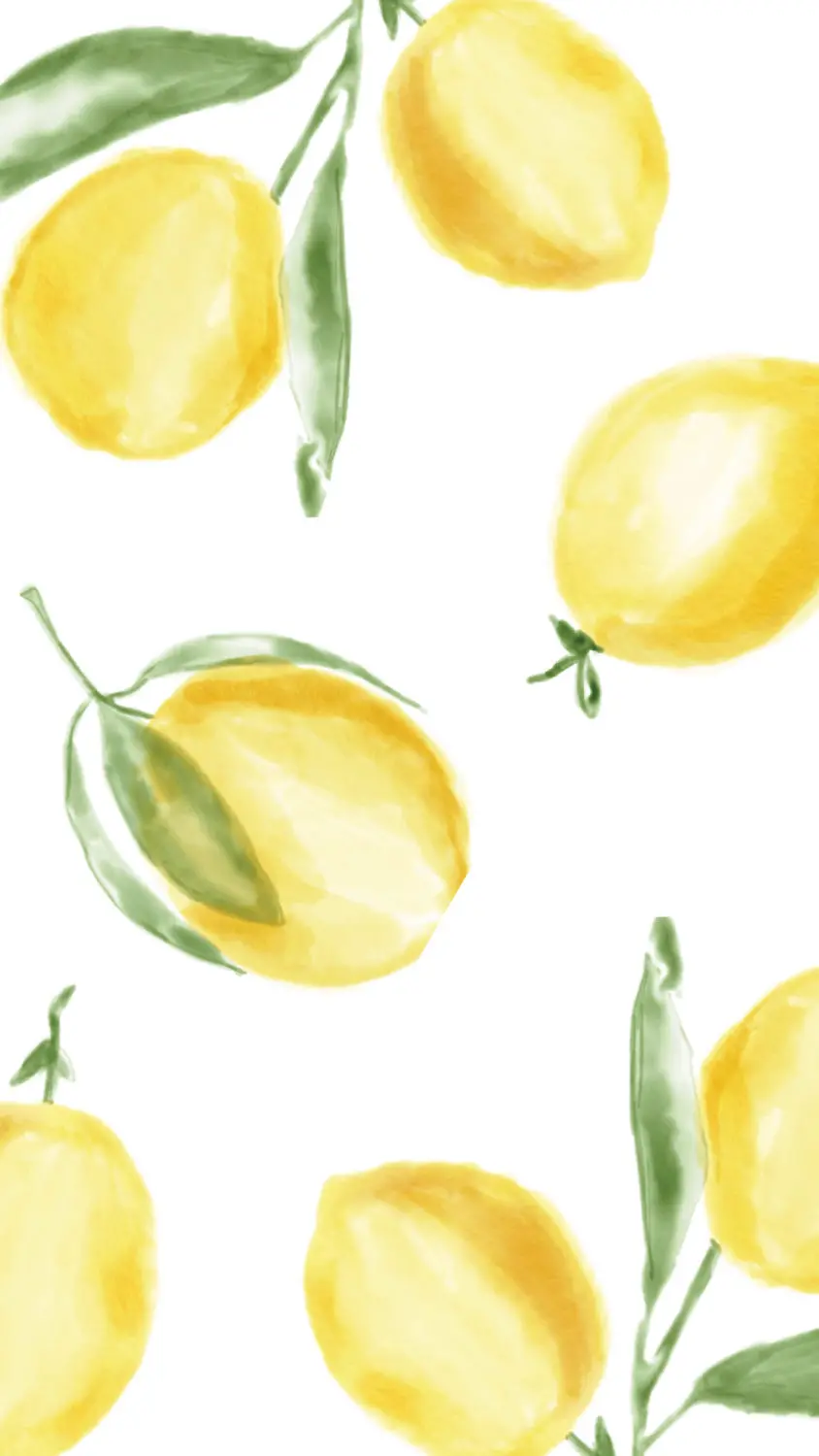 Download a watercolor painting of golden lemons with green leaves