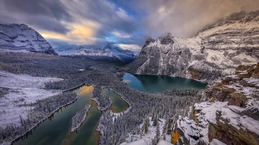 Beautiful and rare photo of a winter landscape and a white-clad ground
