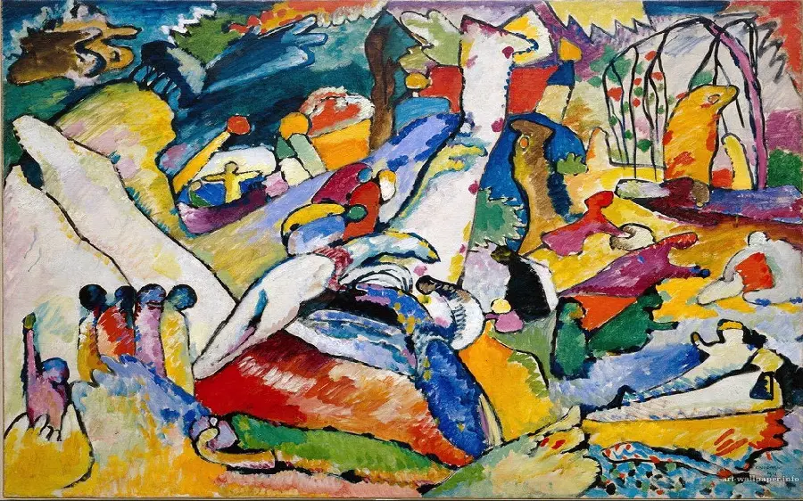 Artistic profile photo of the paintings of Wassily Kandinsky, a Russian painter
