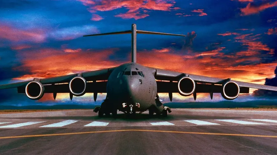 Beautiful background of a large cargo plane under an attractive sky