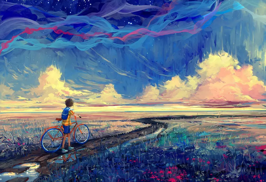 The most beautiful surrealist painting of nature with special and attractive colors 