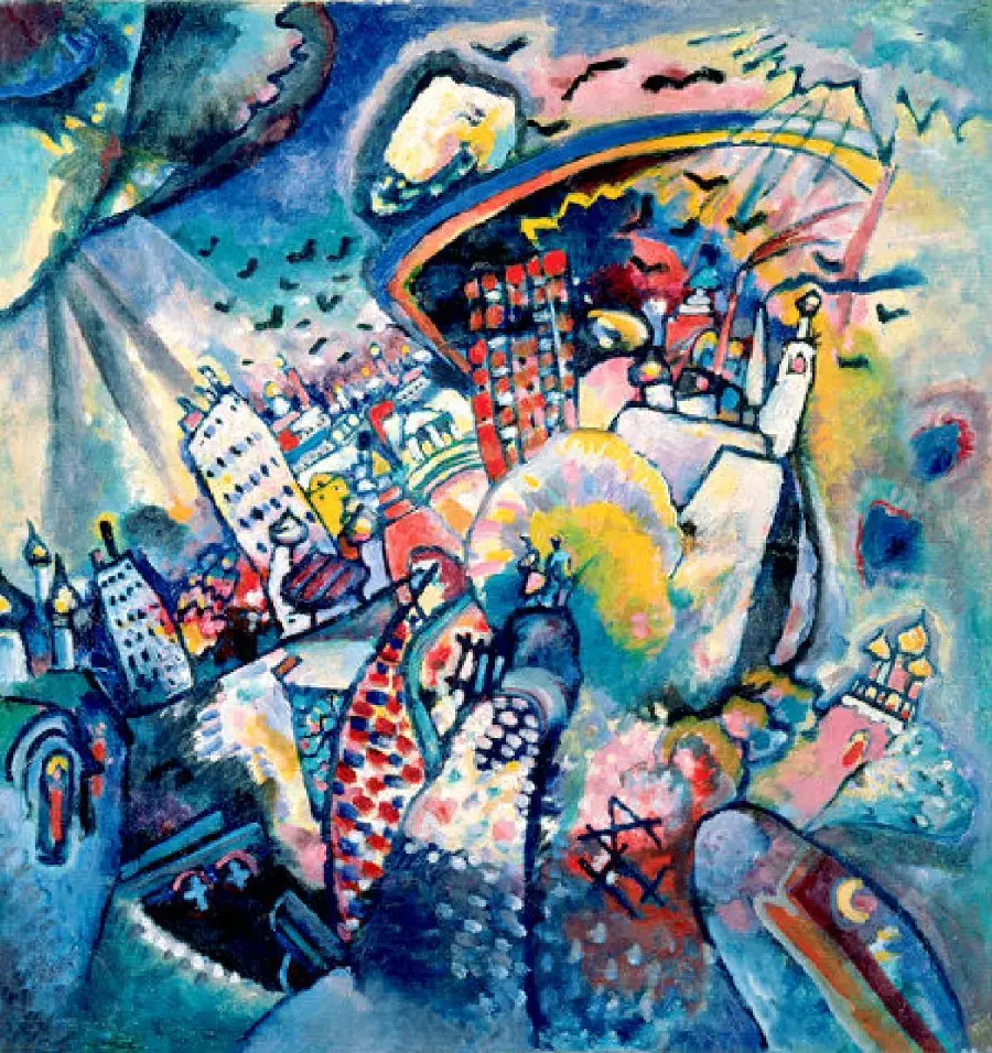 Profile photo and artistic background of Wassily Kandinsky's conceptual graphic paintings