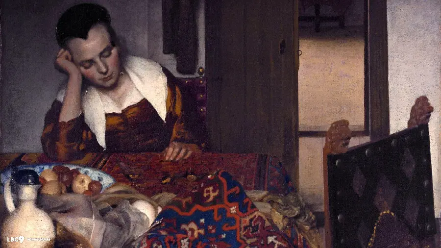 The masterpiece of Johannes Vermeer's painting entitled Young Woman Sleeping 